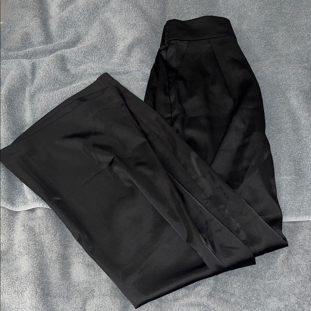 High waisted wide leg satin pants